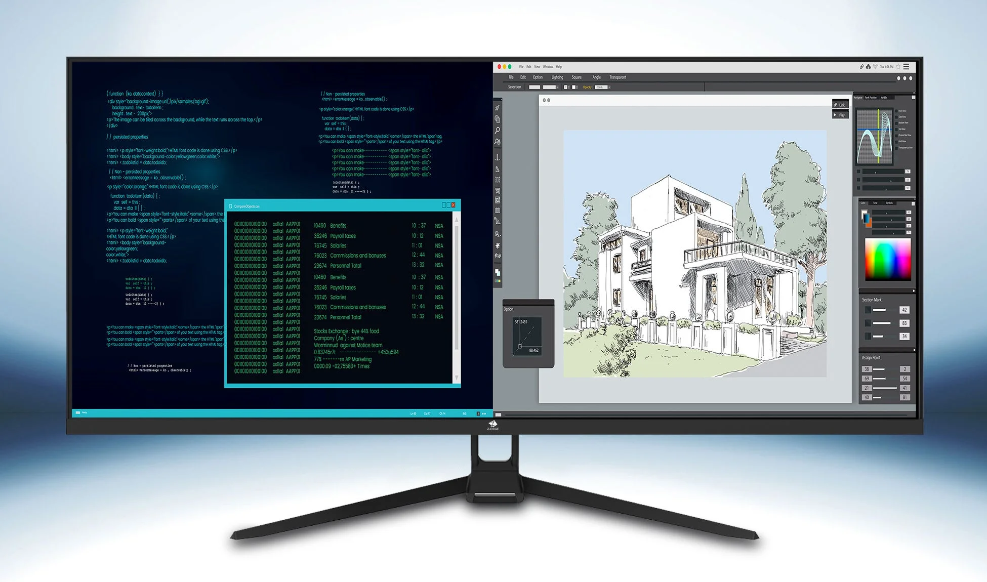 モニターに2つの書類を並べて表示