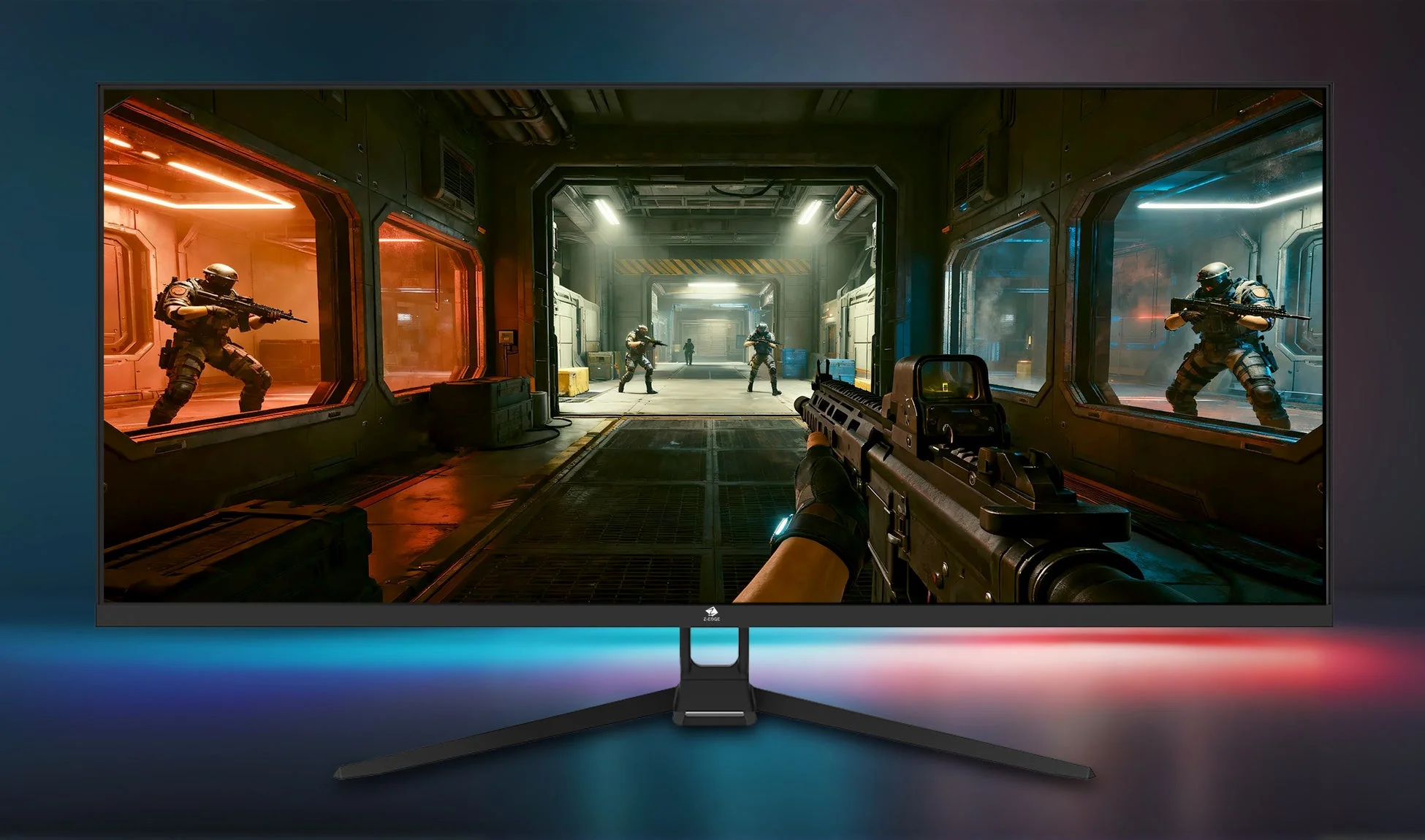 ゲーミングモニターに映し出されたFPSゲームの画面