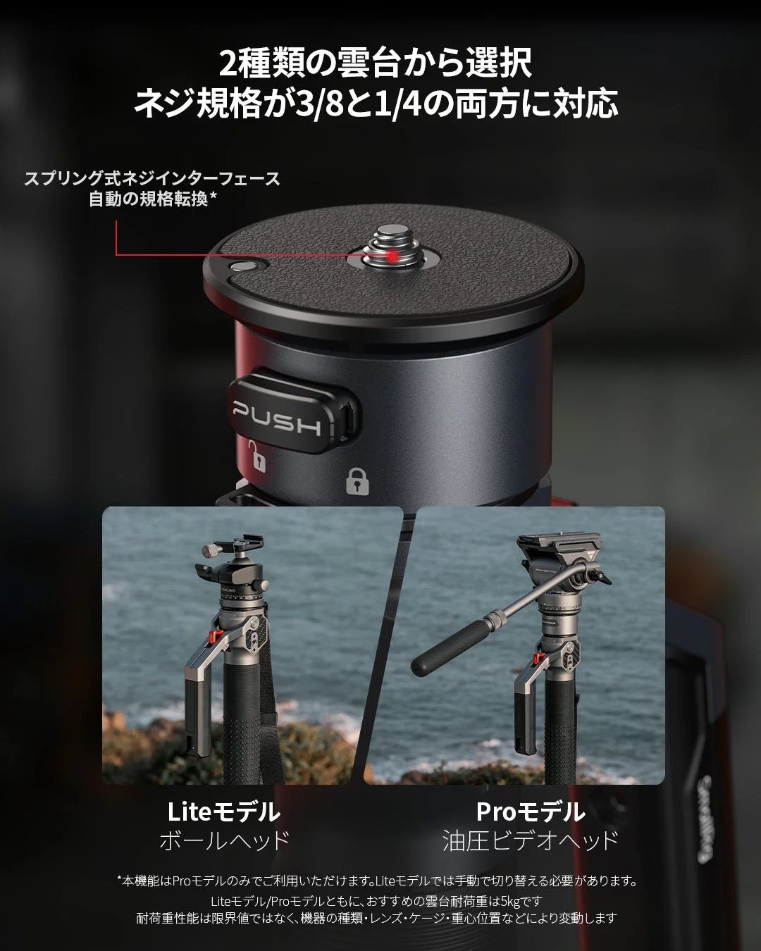 2種類の雲台から選択