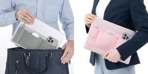 ノートPCに「貼るだけ」で周辺機器をスマートに持ち運び！サンワダイレクトから新色ガジェットポーチが登場