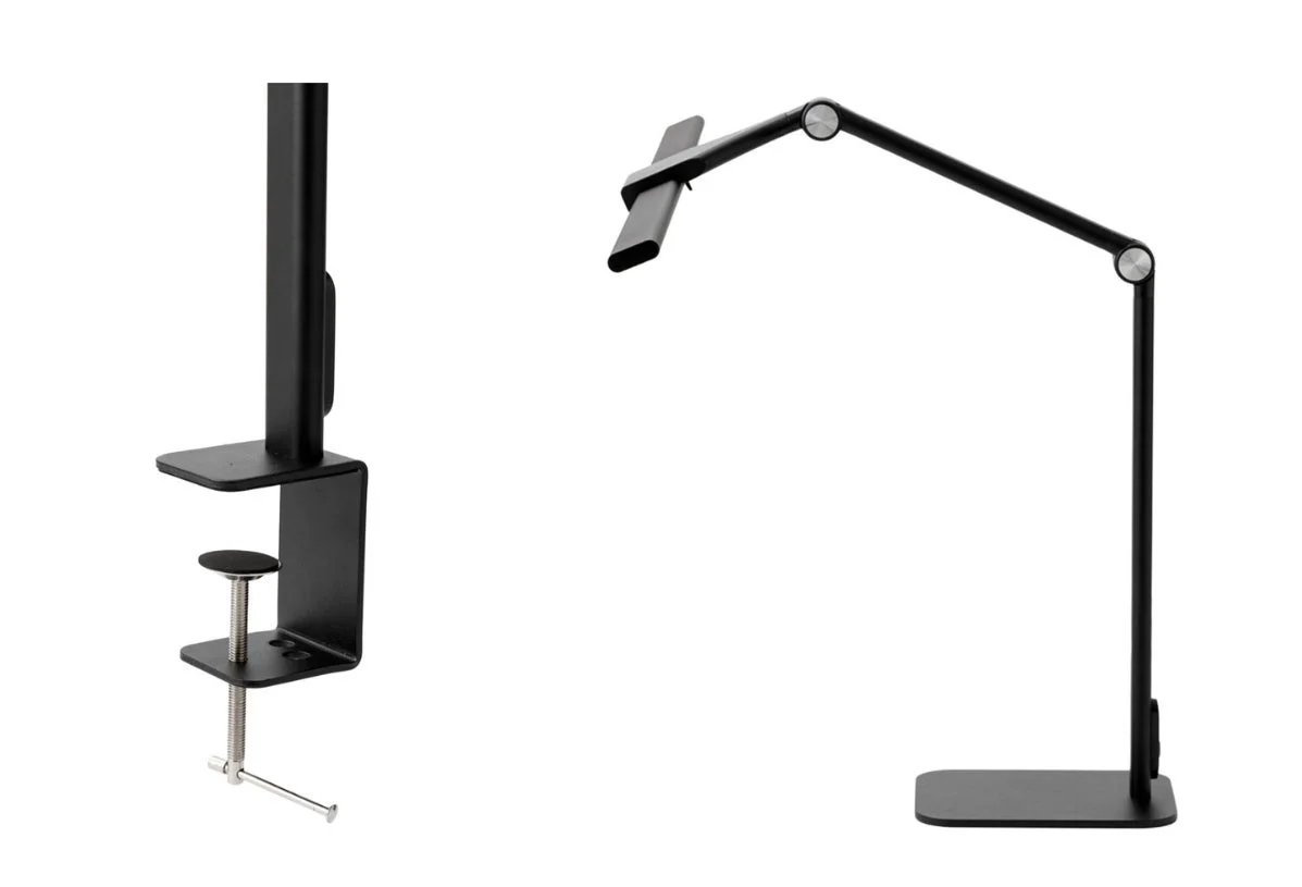 デスクライトとクランプ式のモニターアーム